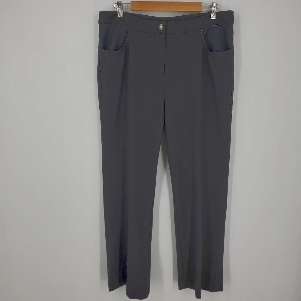 St. John Sport Women's Gray Zip‎ Button Pants Trousers with Stretch Size 12
